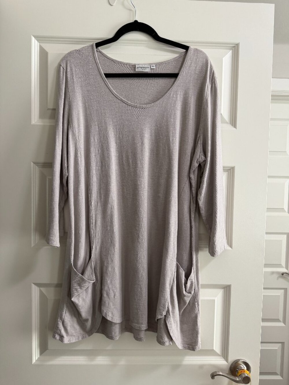 Prairie Cotton 100% Cotton Gray Top with Pockets Sz XL
